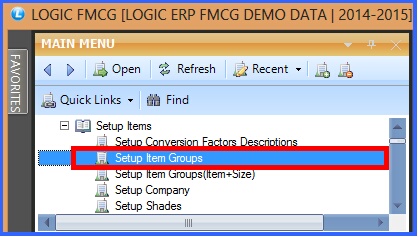 fmcg item group creation